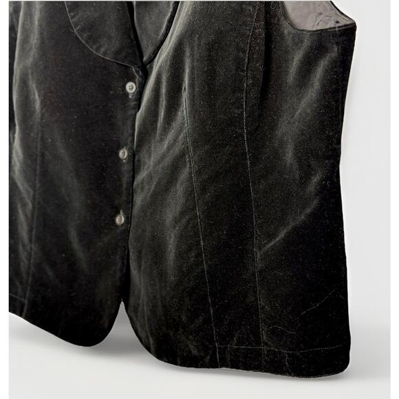 Elisabeth By Liz Claiborne Womens 18 Black Velvet Satin Vest Button Shawl Collar - Picture 2 of 5